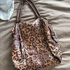 Leopard Print leather Tote
